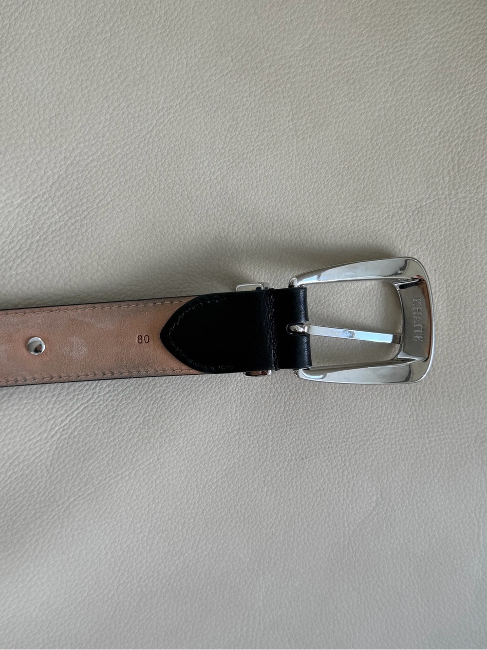 KHAITE Black Leather Belt with Oversized Silver Studs - Picture 6 of 6